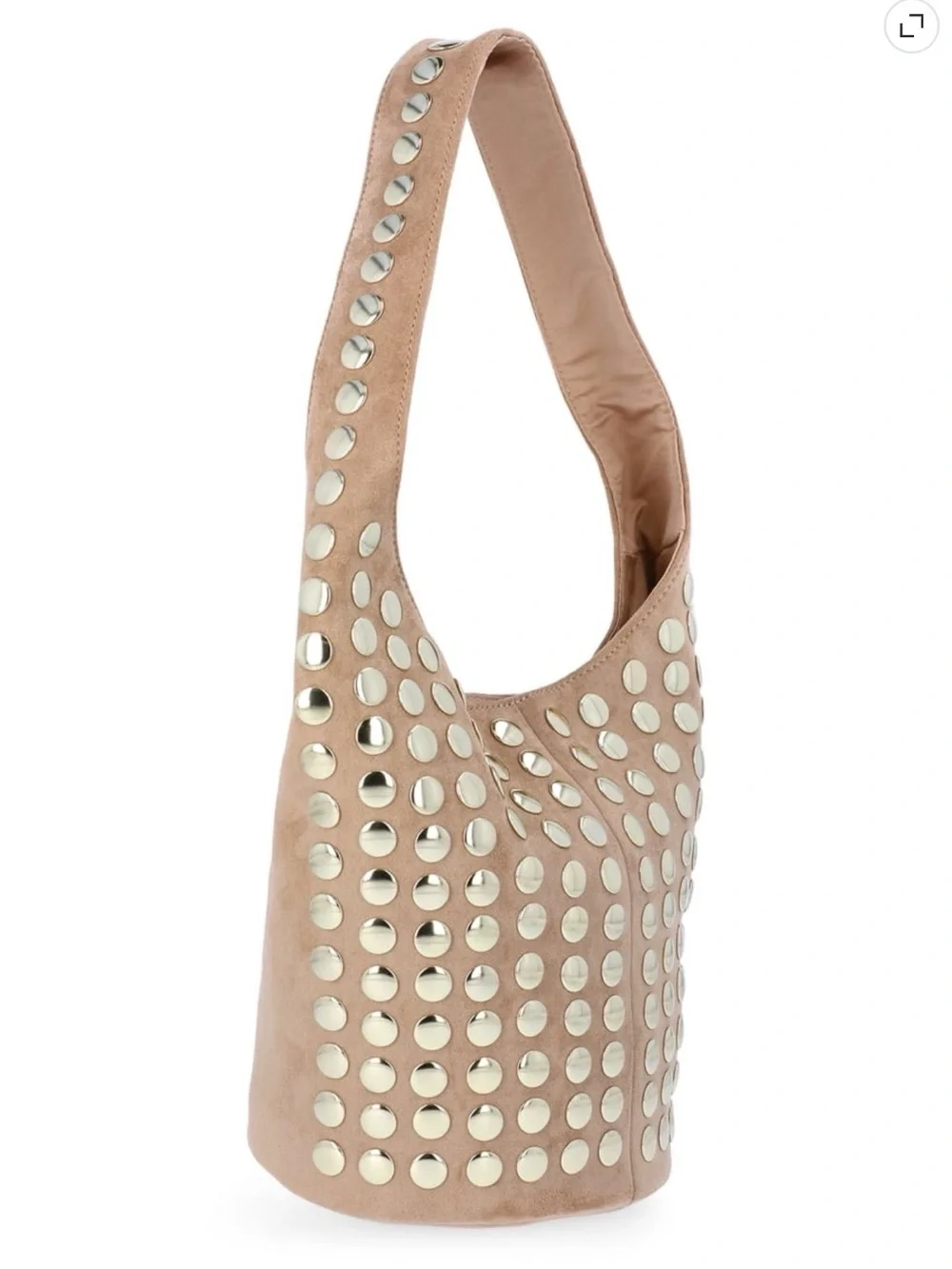 Madden NYC Khaki Faux Suede Studded Bucket Shoulder Bag